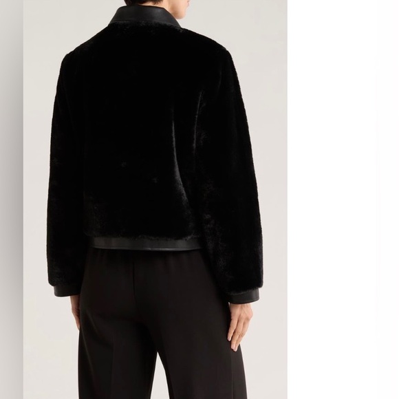 Rebecca Minkoff Faux Leather Trim Faux Fur Jacket ✨ Size Medium | black - Picture 4 of 15